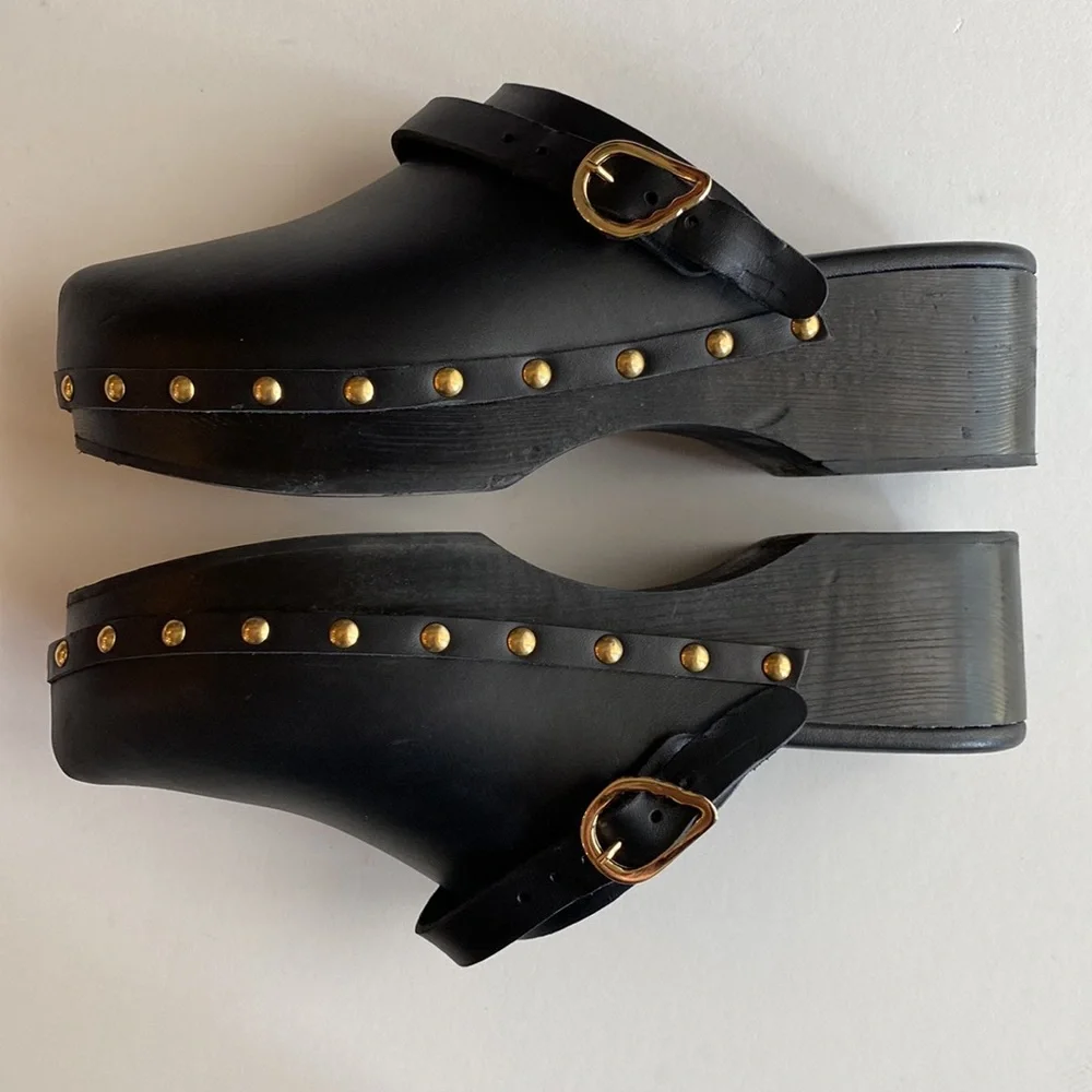Ancient Greek Sandals Black Clogs - Picture 2 of 16